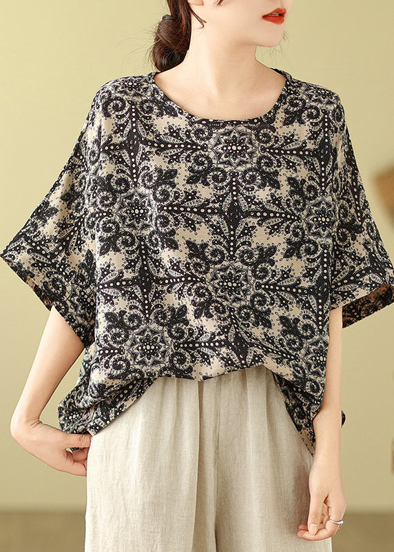 Top Short Red O-Neck Loose Sleeve