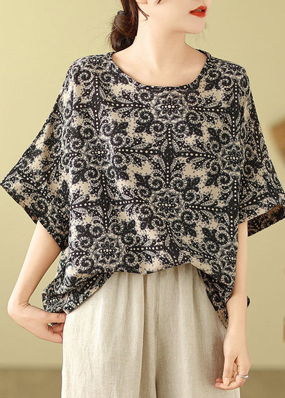 Top Short Red O-Neck Loose Sleeve