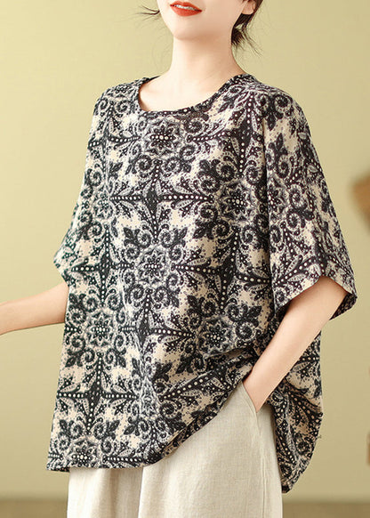 Top Short Red O-Neck Loose Sleeve