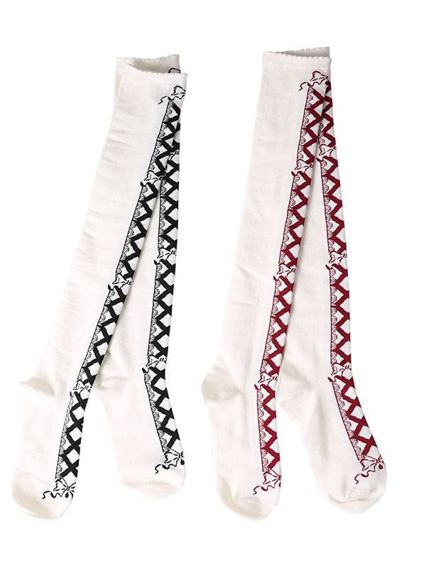 Ribbon Baby Schnürschleife Strick-Overknee-Strümpfe aus Baumwolle