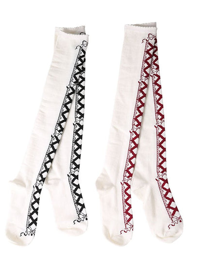 Ribbon Baby Schnürschleife Strick-Overknee-Strümpfe aus Baumwolle