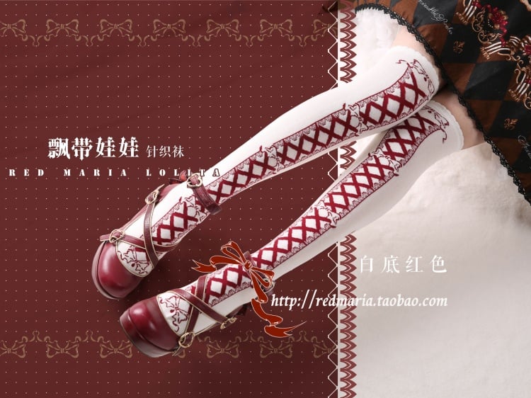 Ribbon Baby Schnürschleife Strick-Overknee-Strümpfe aus Baumwolle