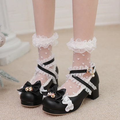 30-39 Lolita Sweet Butterfly-knot Cross Strap Pumps Lolita Shoes