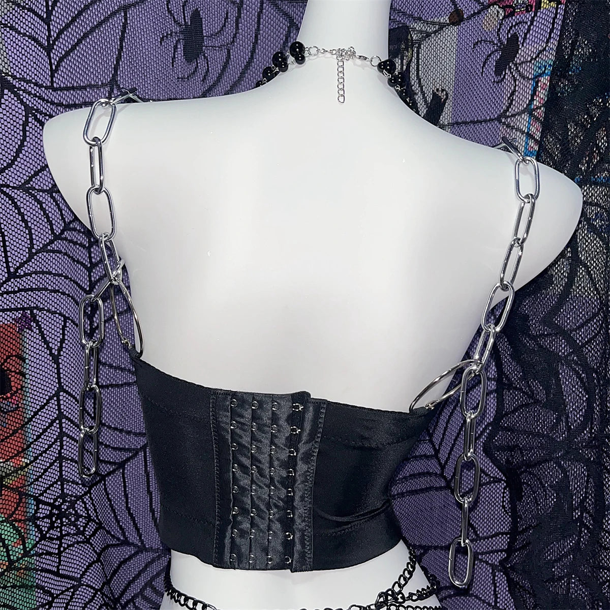 Gothic Black PU Leather Corset Top