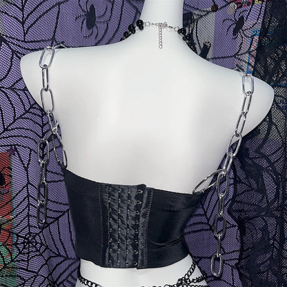 Gothic Black PU Leather Corset Top