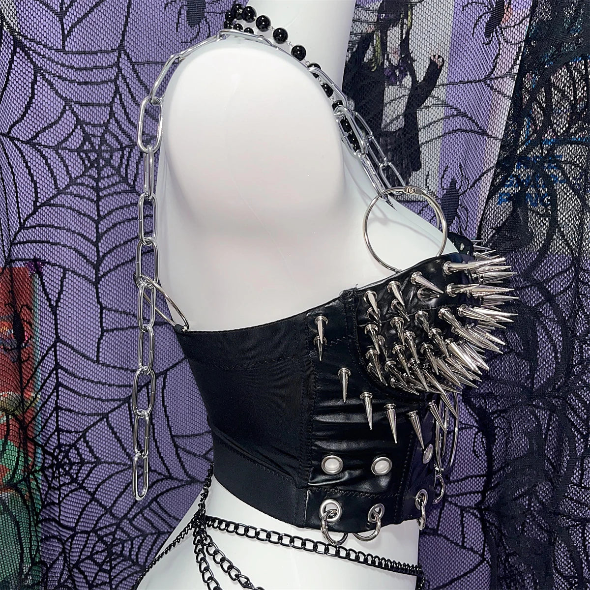 Gothic Black PU Leather Corset Top