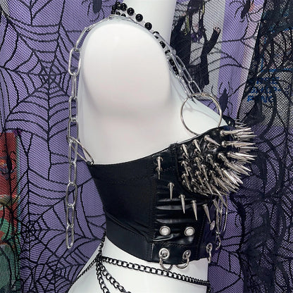 Gothic Black PU Leather Corset Top