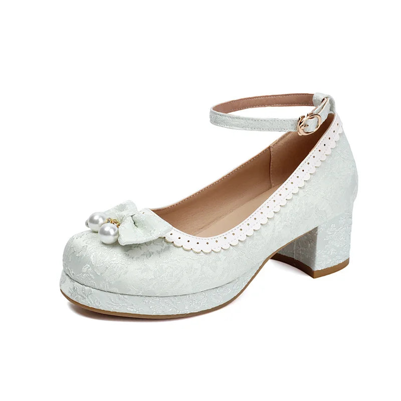 34-39 Chinese Gown Bow Lace Princess Lolita Shoes