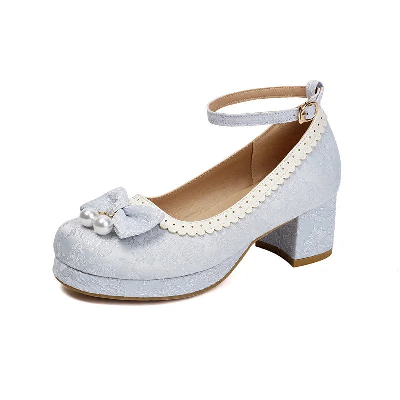 34-39 Chinese Gown Bow Lace Princess Lolita Shoes