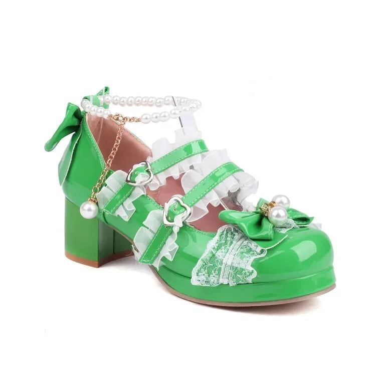 Lolita Mary Jane Cosplay Pumps Red Shoes - 31-48