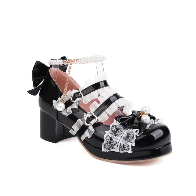 Lolita Mary Jane Cosplay Pumps Red Shoes - 31-48