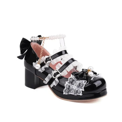 Lolita Mary Jane Cosplay Pumps Red Shoes - 31-48