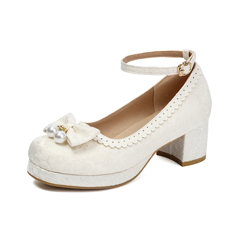 34-39 Chinese Gown Bow Lace Princess Lolita Shoes