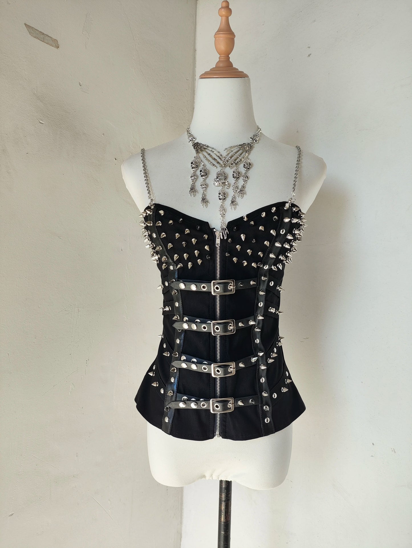 Punk Style Y2K Hottie Corset Vest Rivet Chain Top