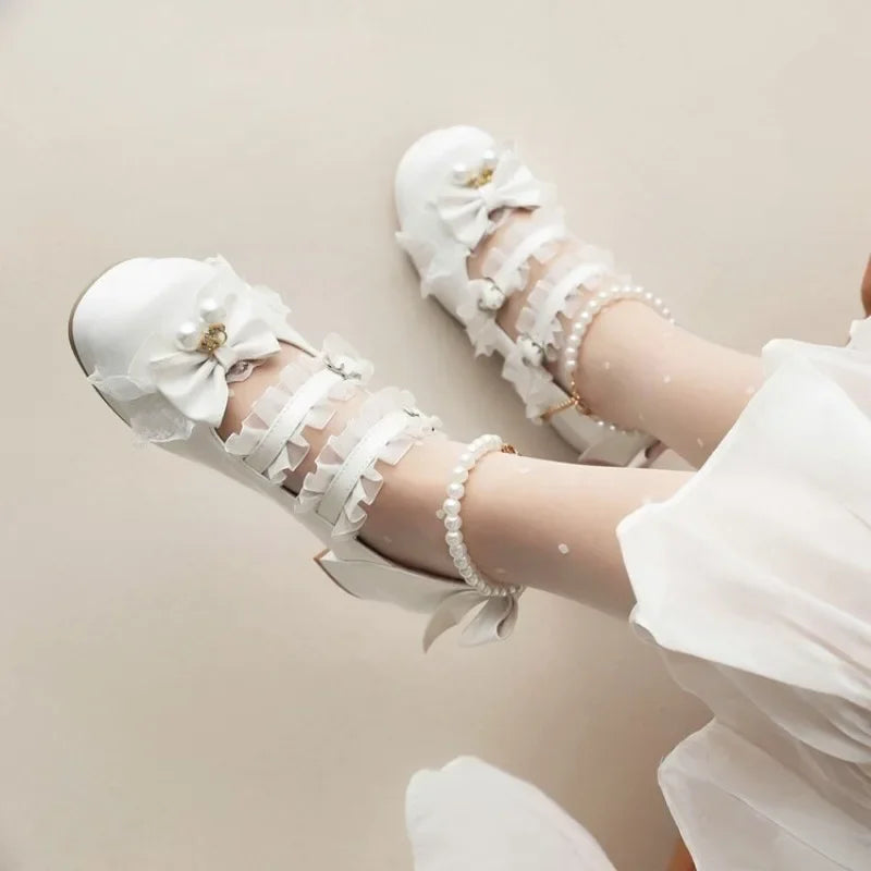 Lolita Mary Jane Cosplay Pumps Red Shoes - 31-48