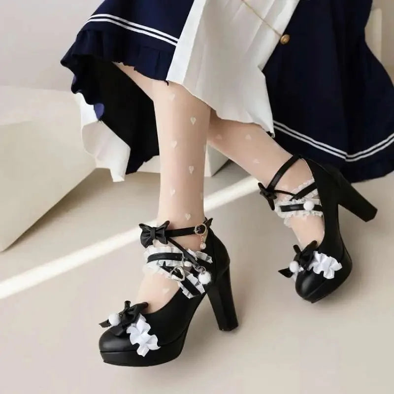34-43 Sweet Lolita Round Toe Thick Heel Hanfu Low Rubber Low Heel Single Shoes