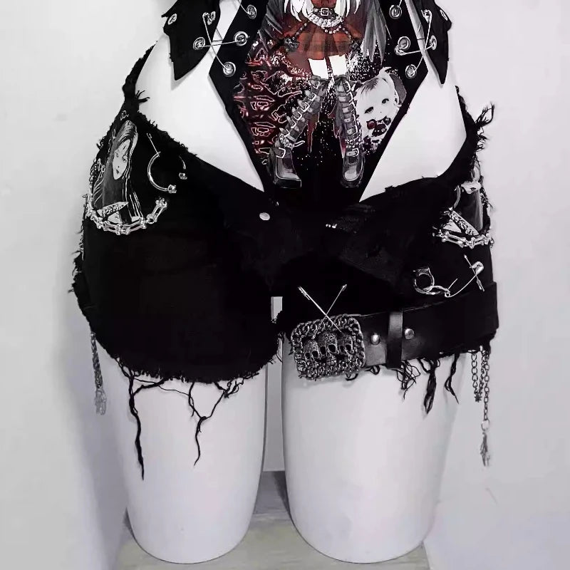 Black Gothic Animation Design Super Shorts Suit