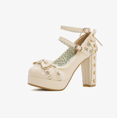 34-43 Bow Platform Cute Bow Lace Classic Lolita Shoes