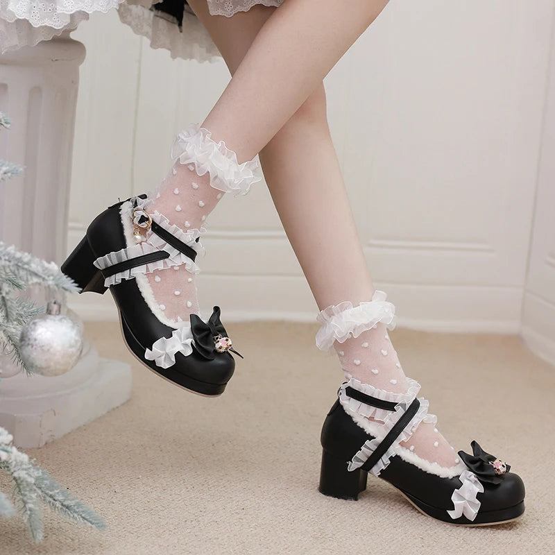 30-39 Lolita Sweet Butterfly-knot Cross Strap Pumps Lolita Shoes