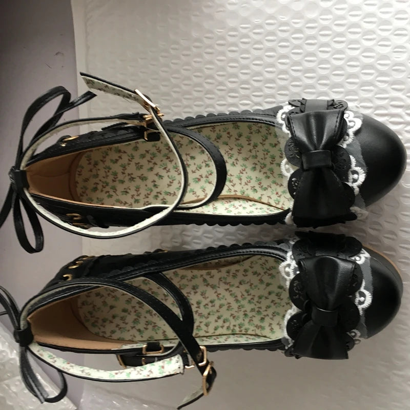 34-43 Bow Platform Cute Bow Lace Classic Lolita Shoes