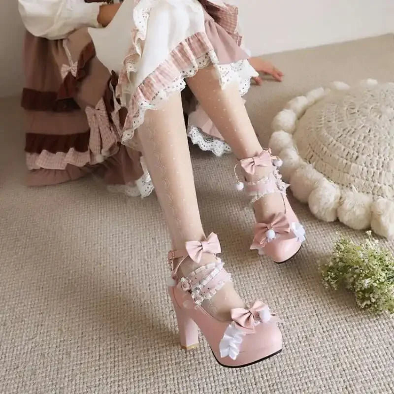 34-43 Sweet Lolita Round Toe Thick Heel Hanfu Low Rubber Low Heel Single Shoes