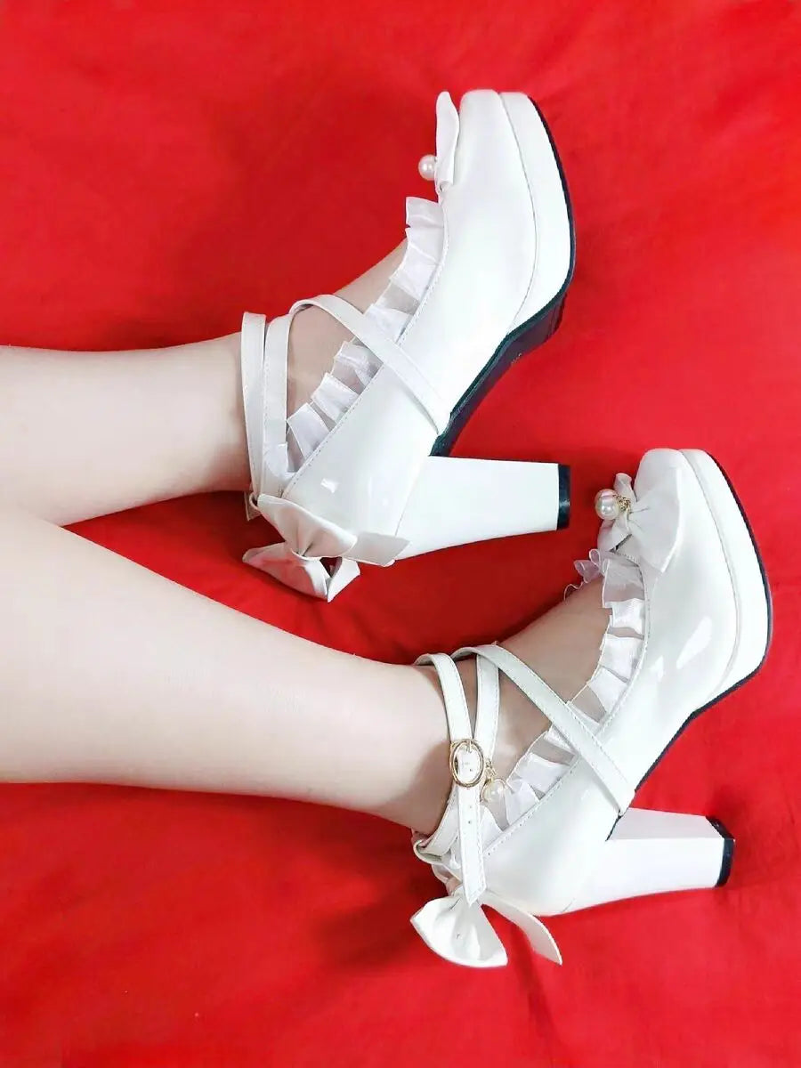 35-45 Waterproof Platform Cross Strap Lolita Princess Lolita Shoes