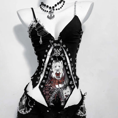 Black Gothic Animation Design Super Shorts Suit