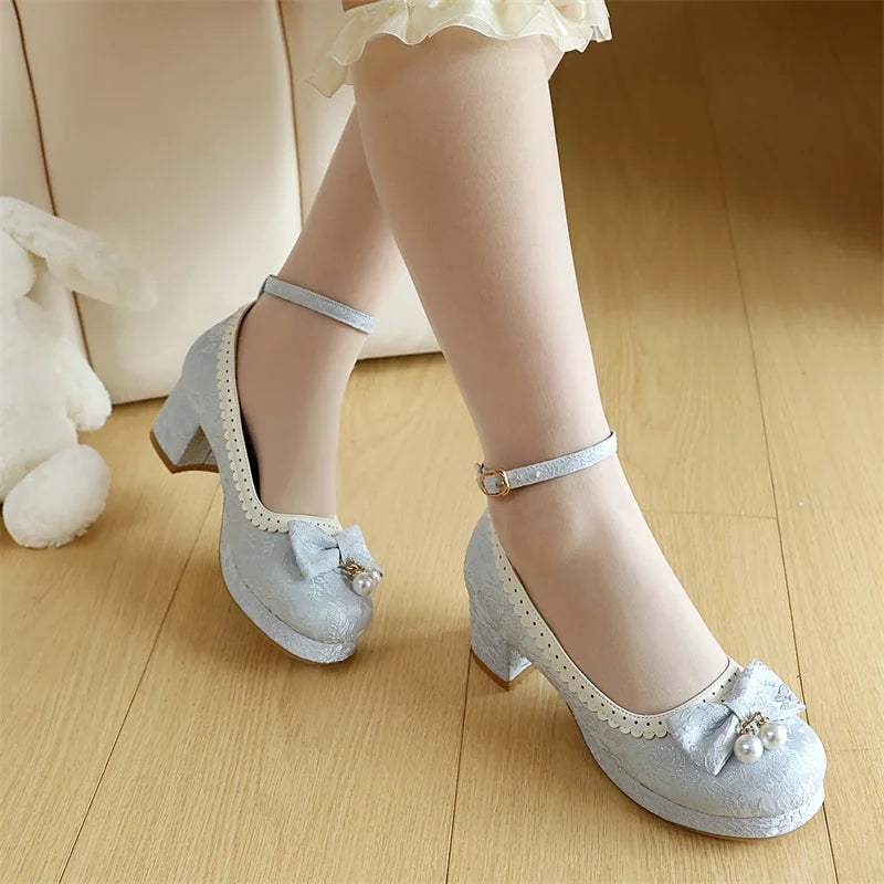 34-39 Chinese Gown Bow Lace Princess Lolita Shoes