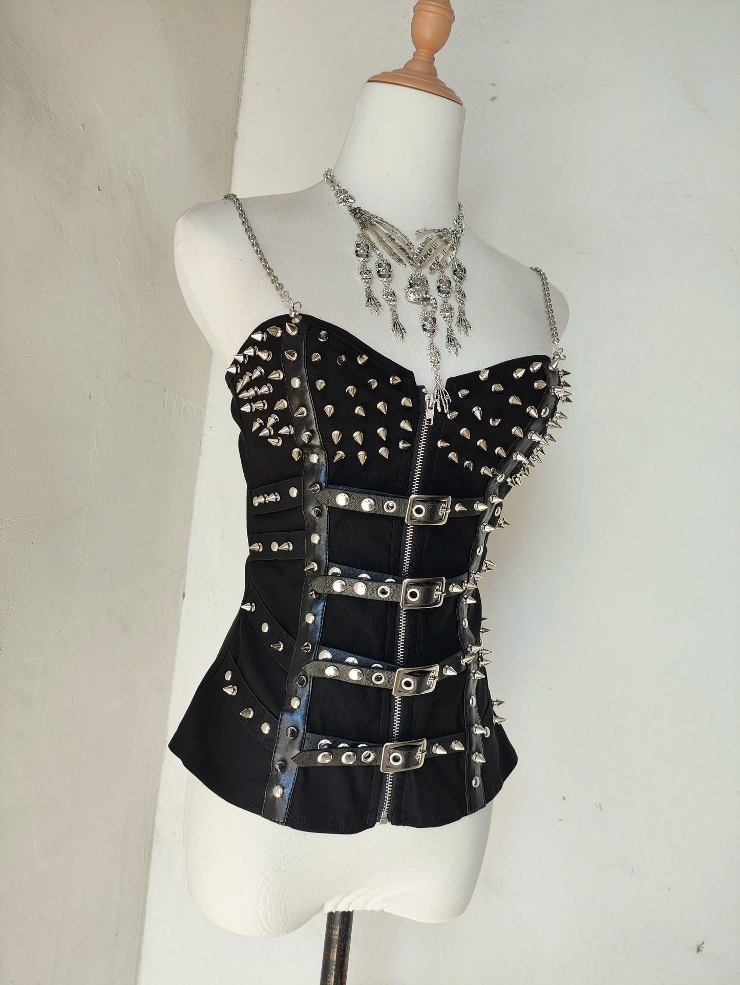 Punk Style Y2K Hottie Corset Vest Rivet Chain Top