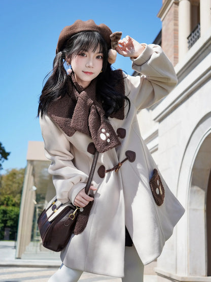 College Style Sweet Horn Buckle Overcoat Jk Uniform Lolita Wool Coat Y2k Skirts