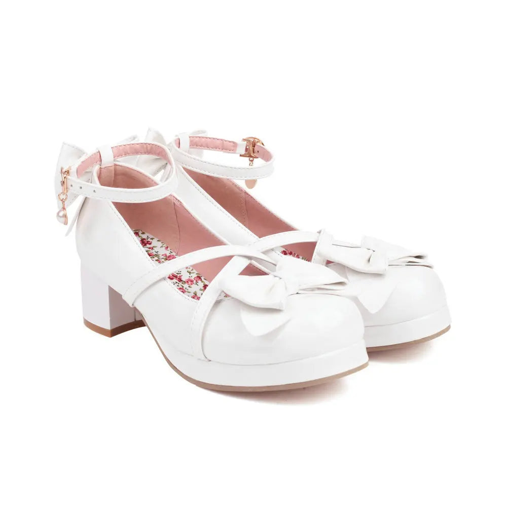 31-48 Red Bride Wedding Strappy Platform Mary Janes Pumps Ankle Strap Block Heels