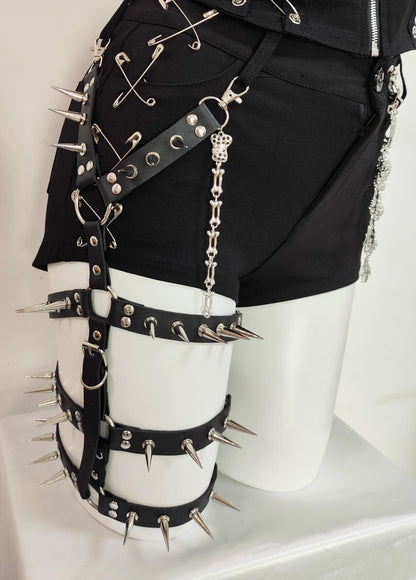 Gothic Punk Dark Y2K Rivet Vest Shorts Set