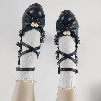 35-45 Waterproof Platform Cross Strap Lolita Princess Lolita Shoes