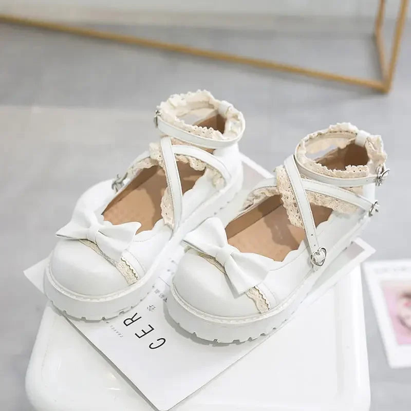 35-40 Gothic Lolita Red Role Play Shoelaces Bow Princess Shoes