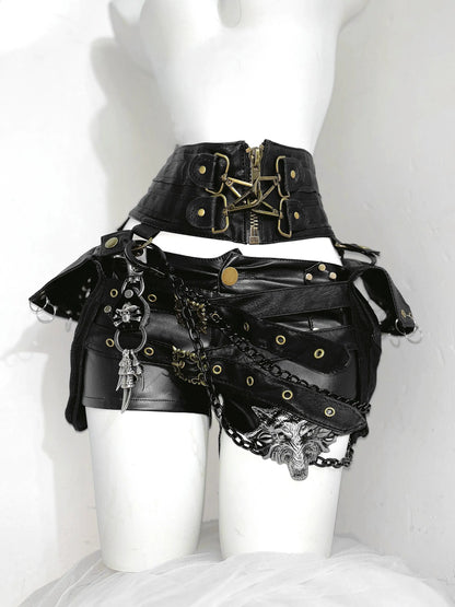 Gothic Cross Patch Sleeveless T-shirt Tank Top and Shorts