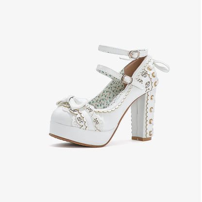 34-43 Bow Platform Cute Bow Lace Classic Lolita Shoes