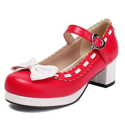 34-48 Round Toe Mixed Bowknot Buckle Strap Sweet Daily Shoes