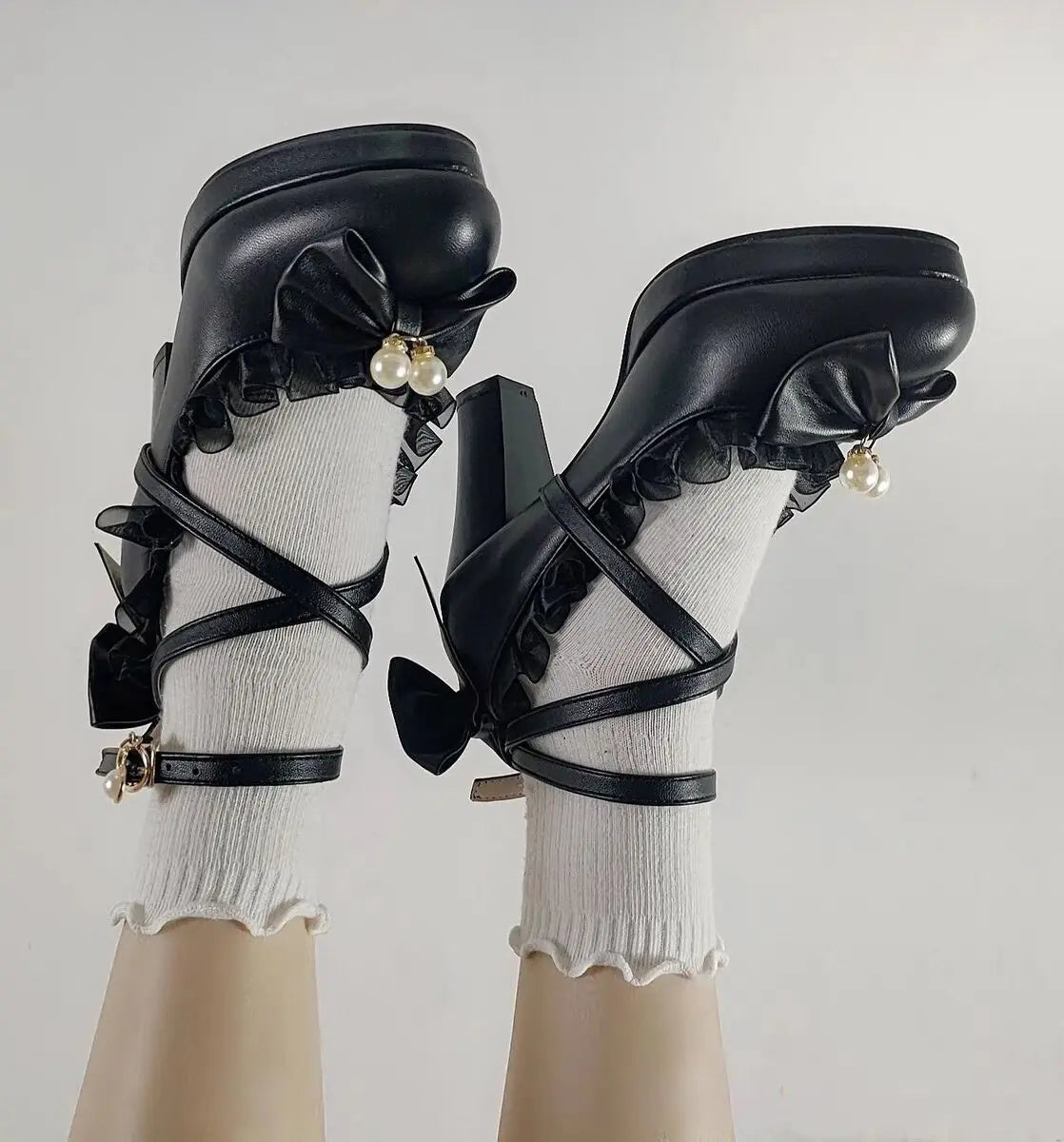 35-45 Waterproof Platform Cross Strap Lolita Princess Lolita Shoes