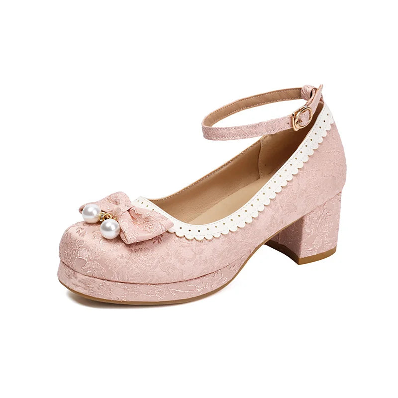 34-39 Chinese Gown Bow Lace Princess Lolita Shoes