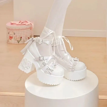 Cute Butterfly Knot Lace High Heels - 34-42