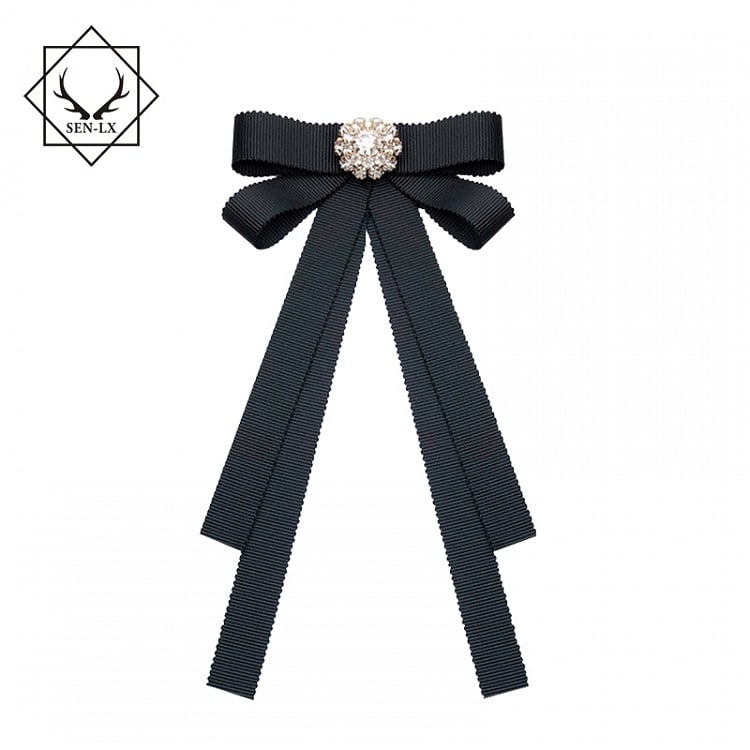Vintage Black Bow Tie Brooch