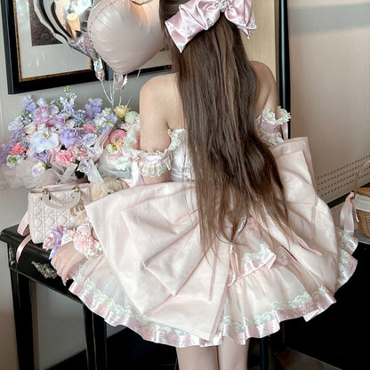 Sweet Lolita Pink Back Bow - Elegant Ribbon Accessory