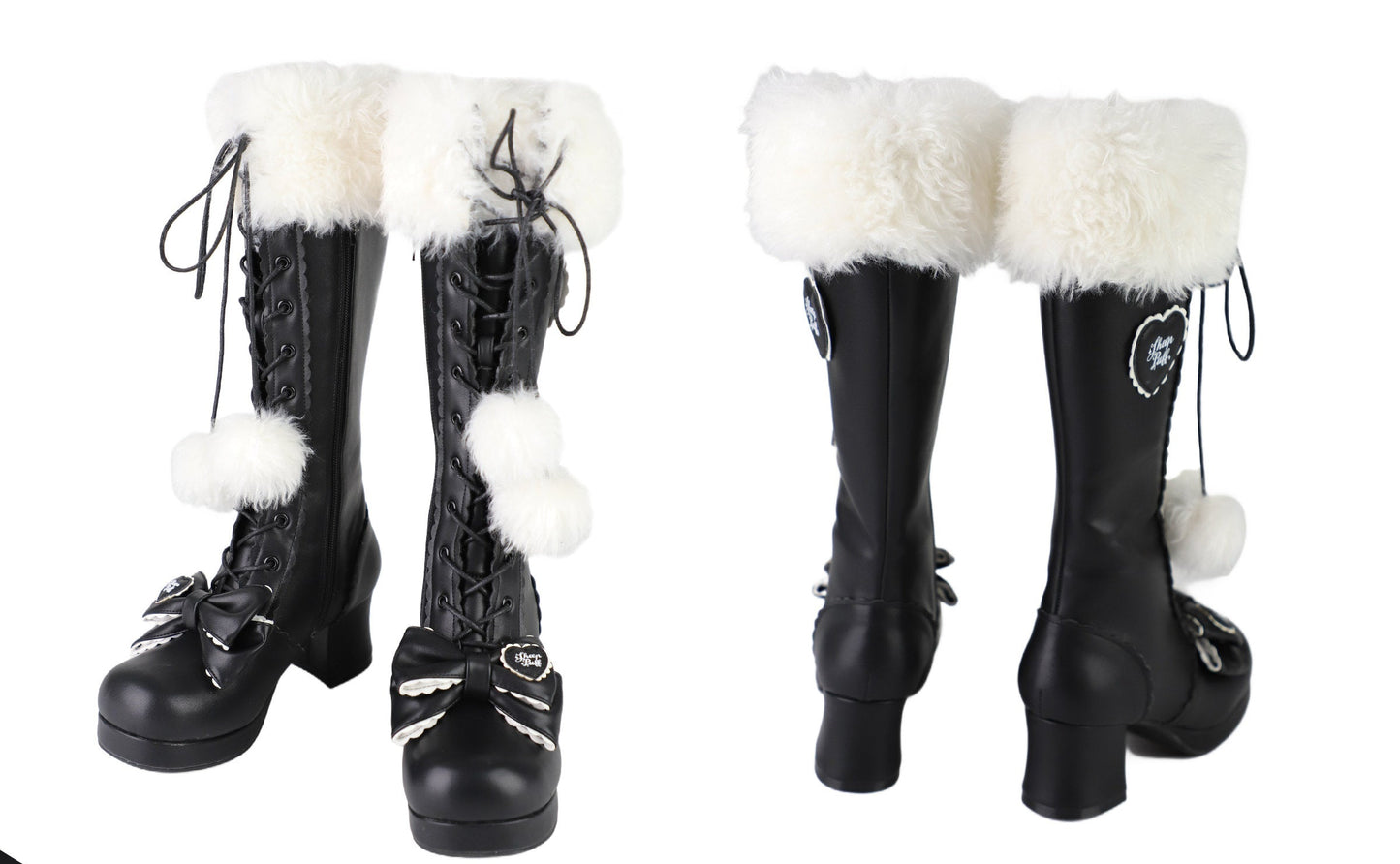 Top Boots Hybrid Elegant Brown Winter Lolita Bow