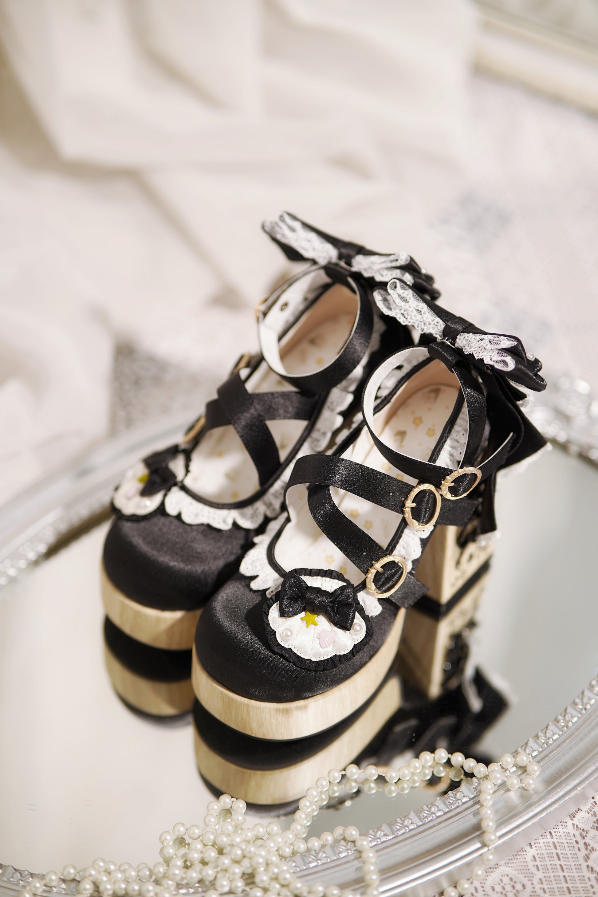 Black Lolita platform heels