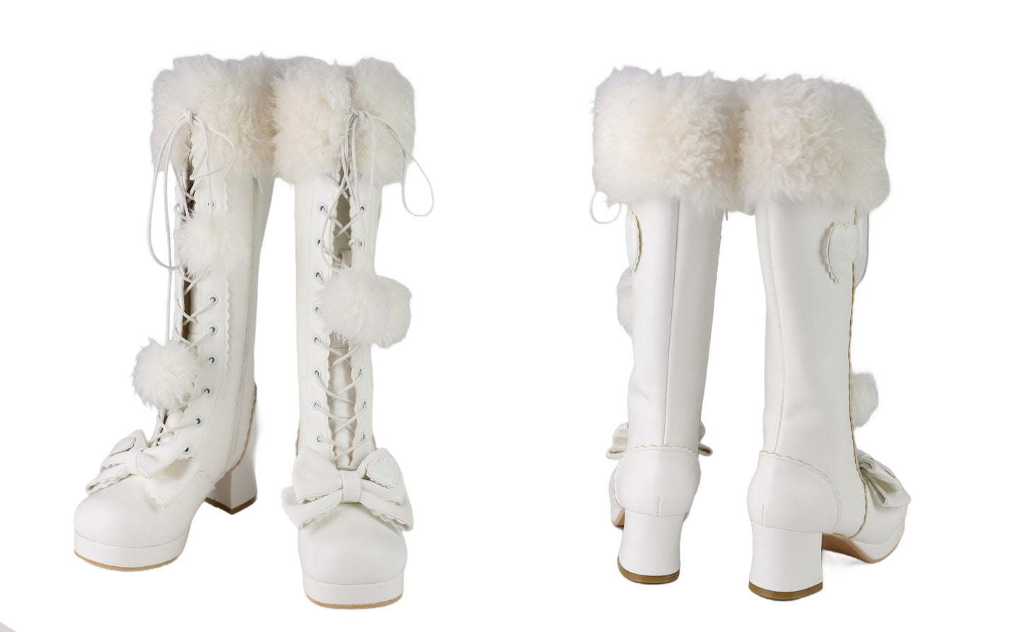 Top Boots Hybrid Elegant Brown Winter Lolita Bow