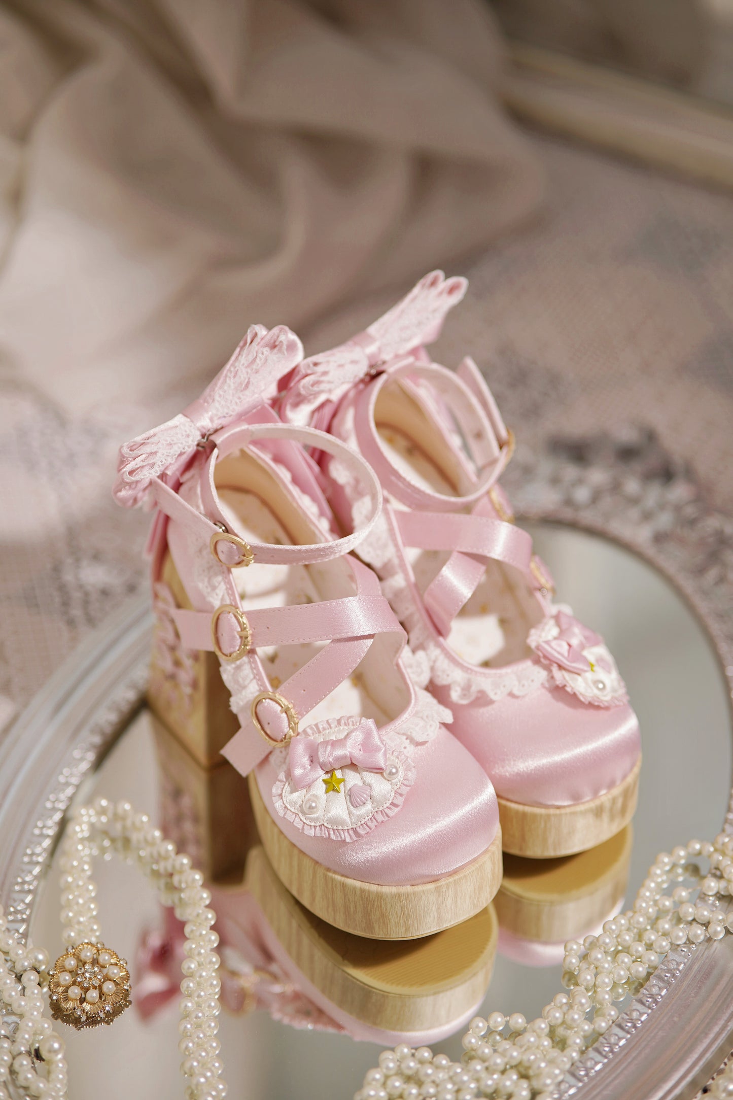 Pink Lolita platform heels