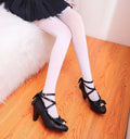 35-50 Lolita Black Pink Cross-Strap Bow Tea Party Shoes
