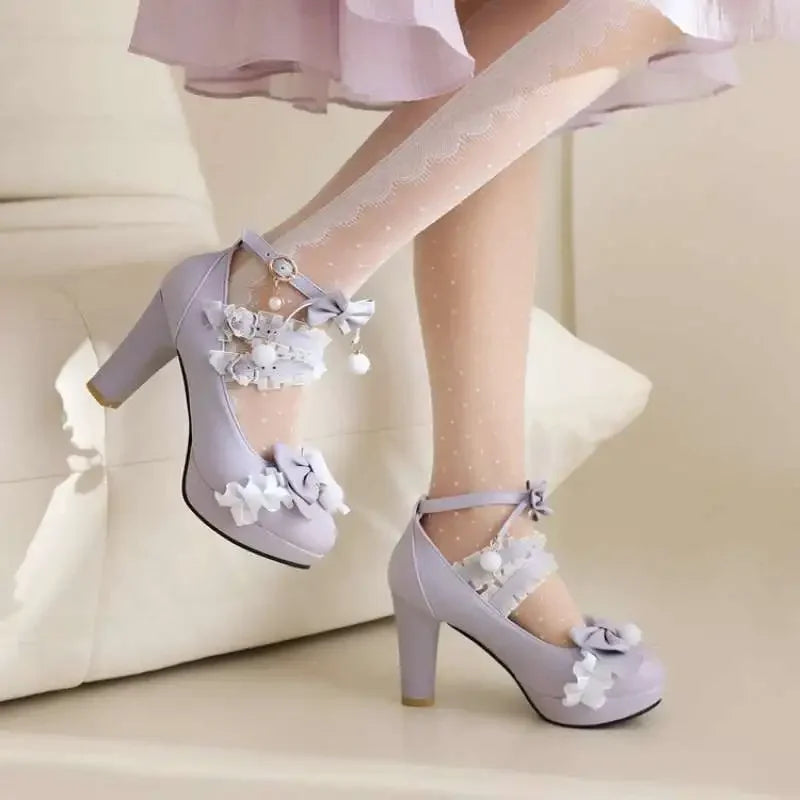34-43 Sweet Lolita Round Toe Thick Heel Hanfu Low Rubber Low Heel Single Shoes