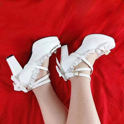 35-45 Waterproof Platform Cross Strap Lolita Princess Lolita Shoes