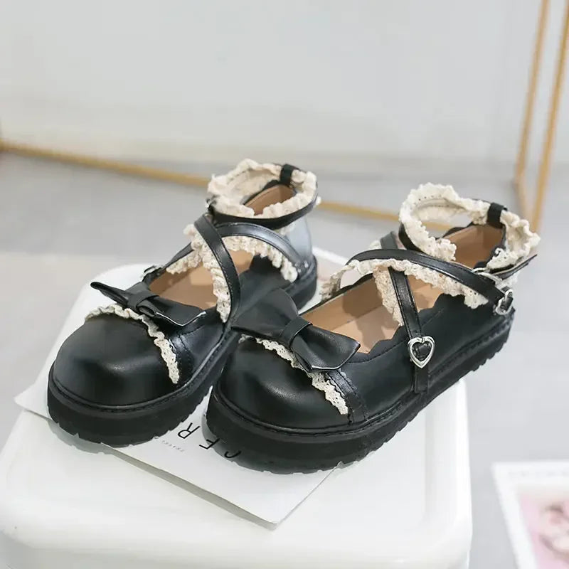 35-40 Gothic Lolita Red Role Play Shoelaces Bow Princess Shoes